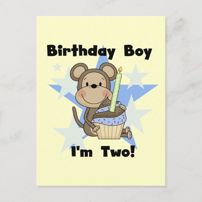 Monkey Boy 2nd Birthday Tshirts and Gifts Postcard (Front)