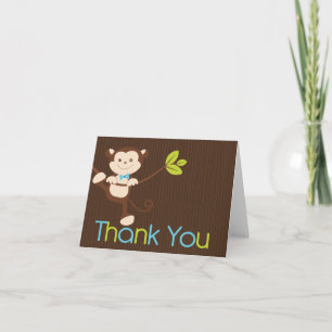 Monkey Boy Baby Shower Thank You Card