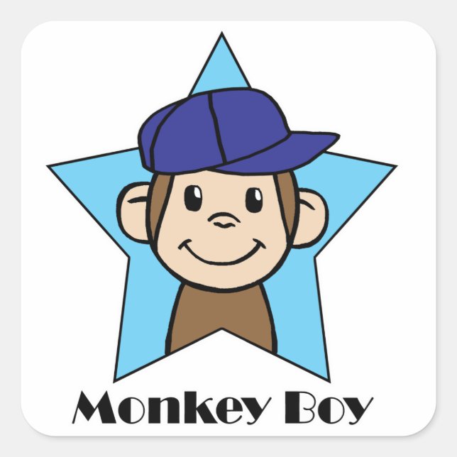Monkey Boy Square Sticker (Front)