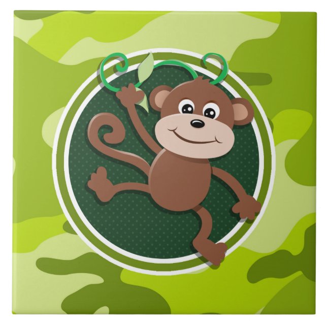 Monkey; bright green camo, camouflage tile (Front)
