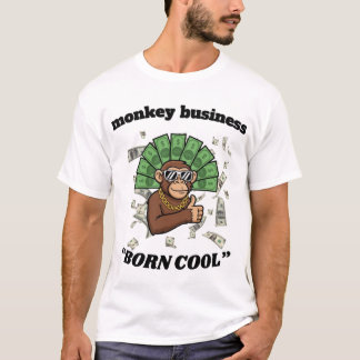 Monkey Business – Born Cool Chimpanzee Street Art  T-Shirt