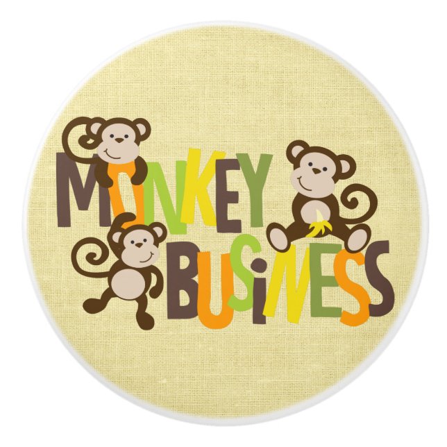 Monkey Business Ceramic Knob (Front)