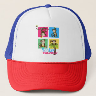 Monkey Business Funny Animal Design Trucker Hat