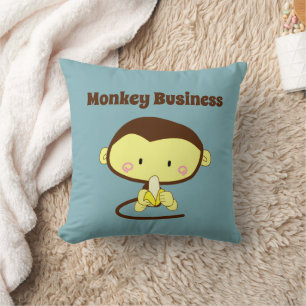 Monkey Business Funny Cartoon Monkey Design Cushion