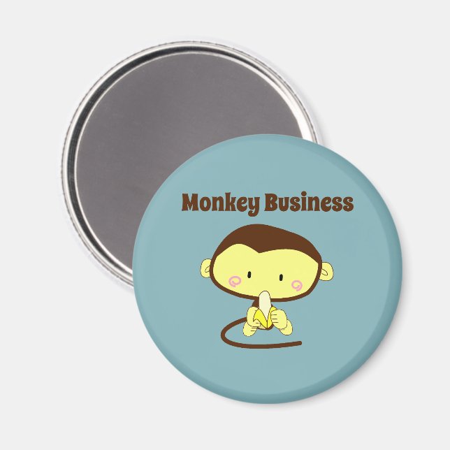 Monkey Business Funny Cartoon Monkey Design Magnet (Front/Back)