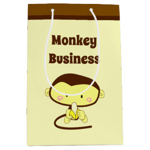 Monkey Business Funny Cartoon Monkey Design Medium Gift Bag
