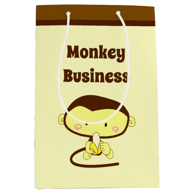 Monkey Business Funny Cartoon Monkey Design Medium Gift Bag (Front)