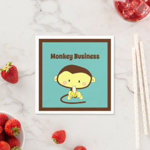 Monkey Business Funny Cartoon Monkey Design Napkin