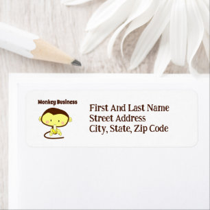 Monkey Business Funny Cartoon Monkey Design Return Address Label