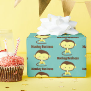 Monkey Business Funny Cartoon Monkey Design Wrapping Paper