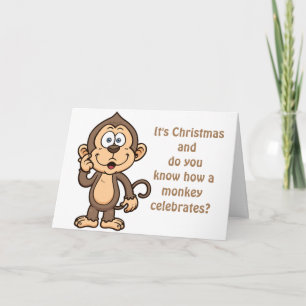MONKEY BUSINESS-ME/YOU AND MISTLETOE CHRISTMAS HOLIDAY CARD