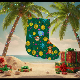 Monkey Business Pattern Large Christmas Stocking
