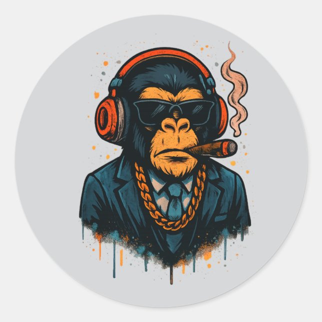 Monkey Business - The Boss of Monkey Classic Round Sticker (Front)