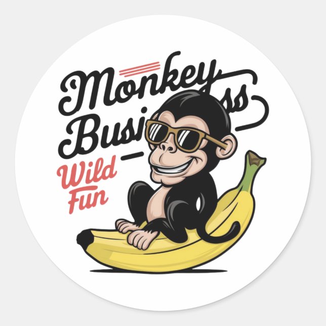 Monkey Business,Wild Fun Classic Round Sticker (Front)