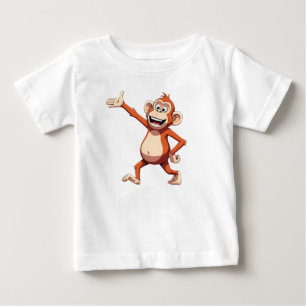 Monkey Character Gesturing and Smiling Baby T-Shirt