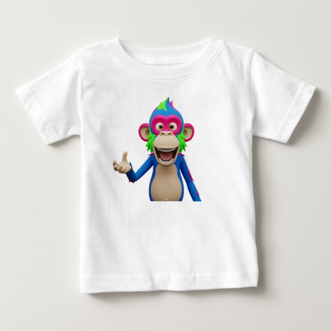 Monkey Character Laughing Baby T-Shirt (Front)