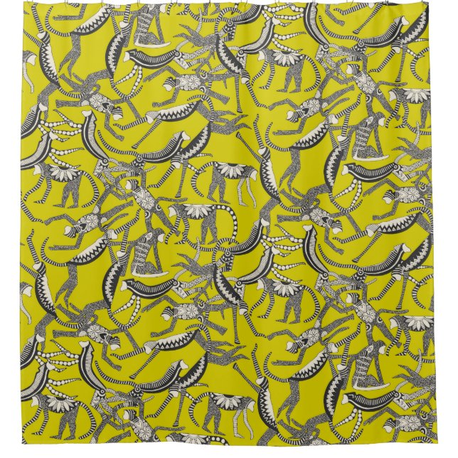 monkey chartreuse shower curtain (Front)