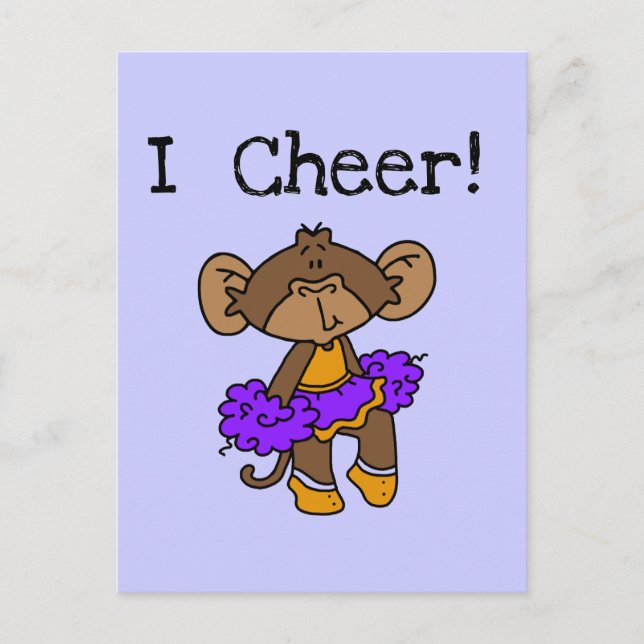 Monkey Cheerleader Gold and Purple Postcard (Front)