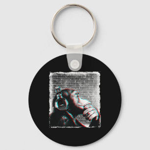 Monkey Chimp With Headphones Shirt - Edm Dj Music Key Ring