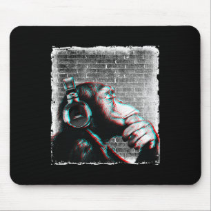 Monkey Chimp With Headphones Shirt - Edm Dj Music Mouse Pad