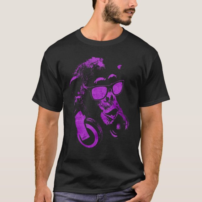 Monkey Chimp With Sunglasses And Headphones 1 T-Shirt (Front)