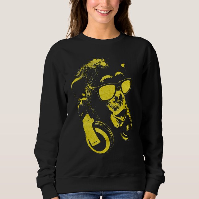 Monkey Chimp With Sunglasses And Headphones 2 Sweatshirt (Front)