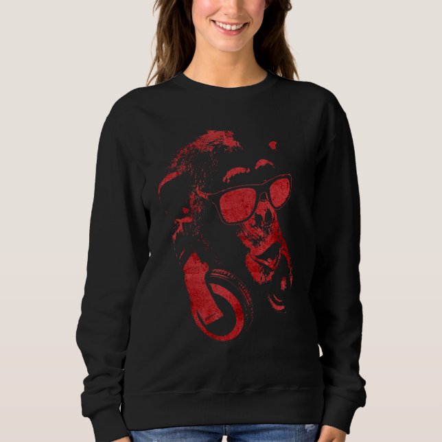 Monkey Chimp With Sunglasses And Headphones 5 Sweatshirt (Front)
