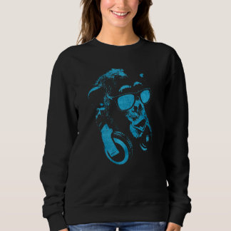 Monkey Chimp With Sunglasses And Headphones   Sweatshirt