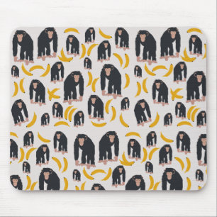 Monkey Chimpanzee & Banana Pattern  Mouse Pad
