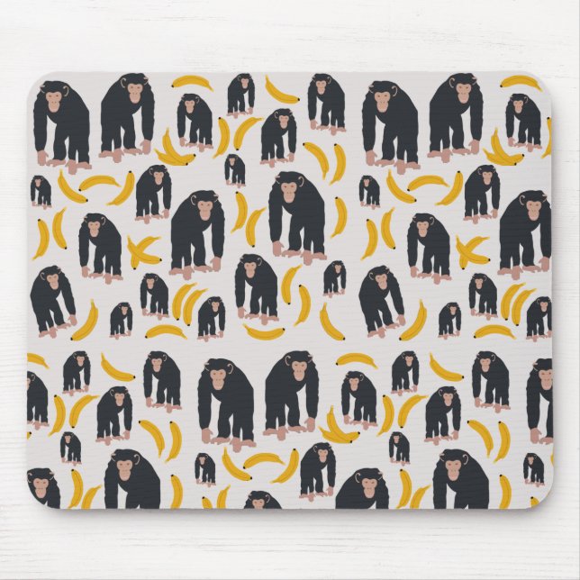 Monkey Chimpanzee & Banana Pattern  Mouse Pad (Front)