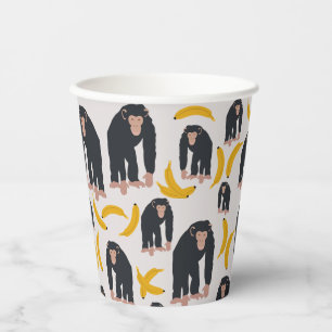Monkey Chimpanzee & Banana Pattern Paper Cups