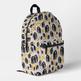 Monkey Chimpanzee & Banana Pattern Printed Backpack