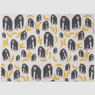 Monkey Chimpanzee & Banana Pattern  Tissue Paper
