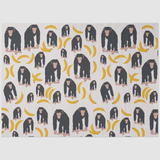 Monkey Chimpanzee & Banana Pattern  Tissue Paper (Front)