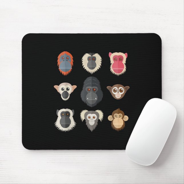 Monkey Chimpanzee Gorilla Spider Monkey Squirrel M Mouse Pad (With Mouse)