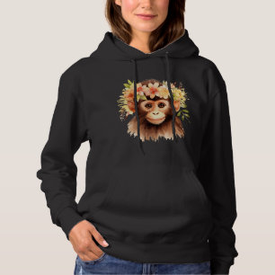 Monkey Chimpanzee Jungle Animal Boho Floral Ape 23 Hoodie