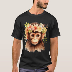 Monkey Chimpanzee Jungle Animal Boho Floral Ape 23 T-Shirt