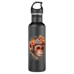 Monkey Chimpanzee Jungle Animal Boho Floral Ape 24 710 Ml Water Bottle