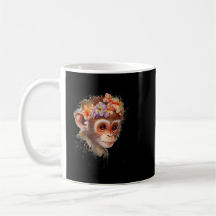 Monkey Chimpanzee Jungle Animal Boho Floral Ape 24 Coffee Mug