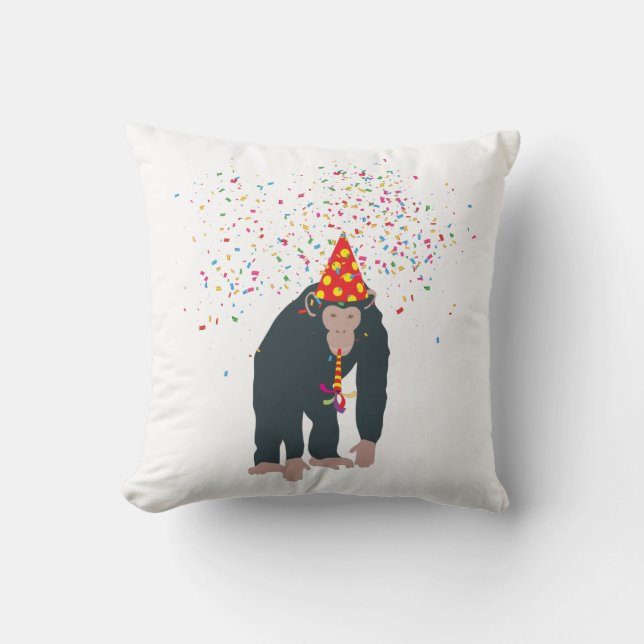 Monkey Chimpanzee Partying Animals Having a Party  Cushion (Front)
