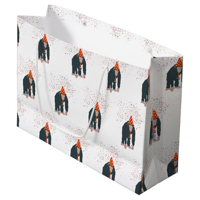 Monkey Chimpanzee Partying Animals Having a Party  Large Gift Bag (Front Angled)