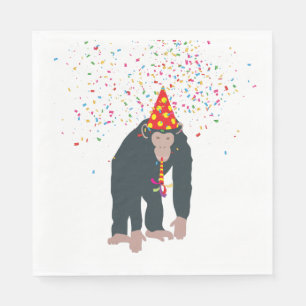 Monkey Chimpanzee Partying Animals Having a Party Napkin