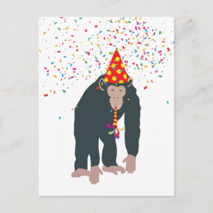 Monkey Chimpanzee Partying Animals Having a Party Postcard