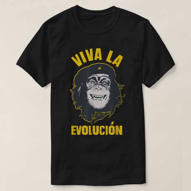 Monkey Chimpanzee Viva la Evolution Revolution Fun T-Shirt (Design Front)