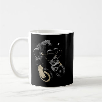 Monkey Chimpanzee with Sunglasses and Headphones Coffee Mug