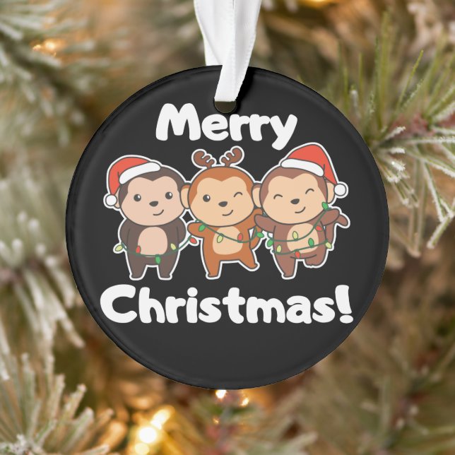 Monkey Christmas Animals Monkeys Merry Christmas O Ornament (Tree)