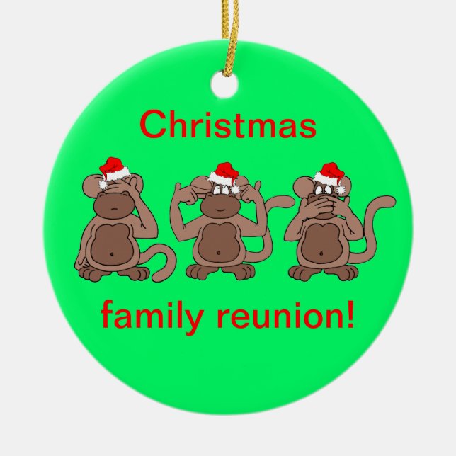 monkey Christmas Ceramic Ornament (Front)