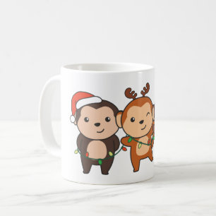 Monkey Christmas Christmas Animals Cute Monkeys Co Coffee Mug