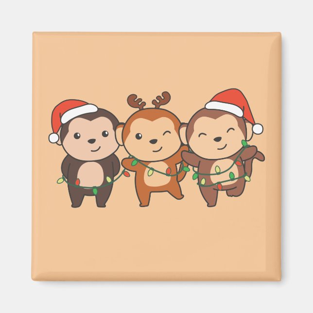 Monkey Christmas Christmas Animals Cute Monkeys Ma Magnet (Front)