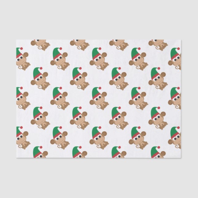 Monkey Christmas Elf Tissue Paper (Front)